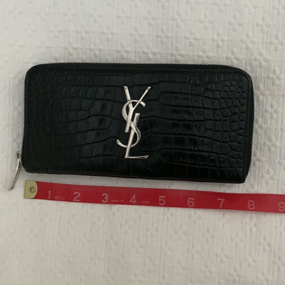 YSL glossy croc embossed leather zip around wallet EUC - Picture 13 of 14